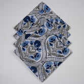 Premium Indian Handmade Dark Blue Floral Print Table Napkins