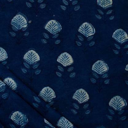 Premium Indigo Blue Hand Block Print Cotton Yard Fabric
