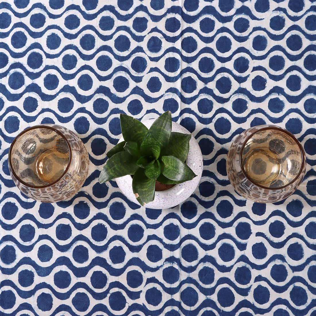 Premium Indigo Hand Block Printed Dining Table Cloth