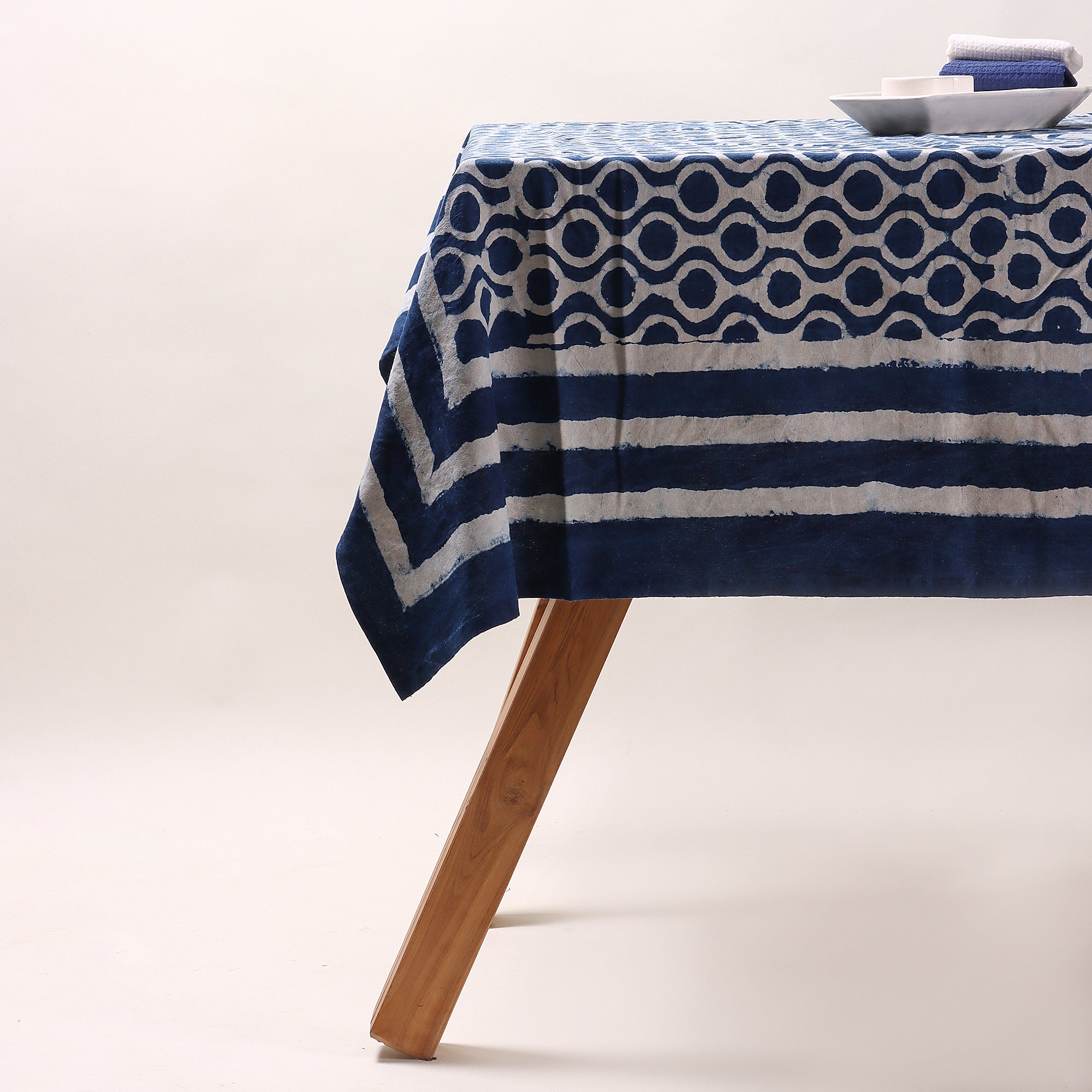 Premium Indigo Hand Block Printed Dining Table Cloth