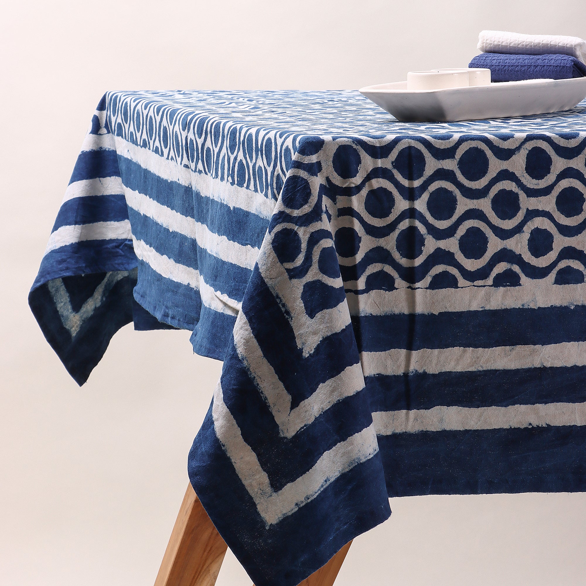 Premium Indigo Hand Block Printed Dining Table Cloth