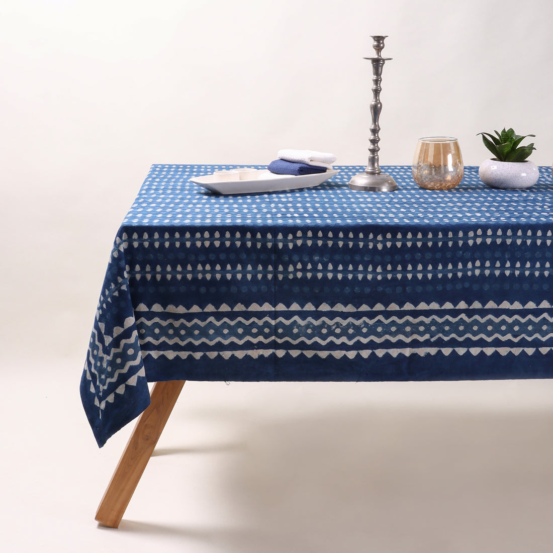 Premium Indigo Printed Cotton Tablecloth