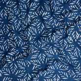 Premium Leaf Indigo Print Cotton Fabric Yard