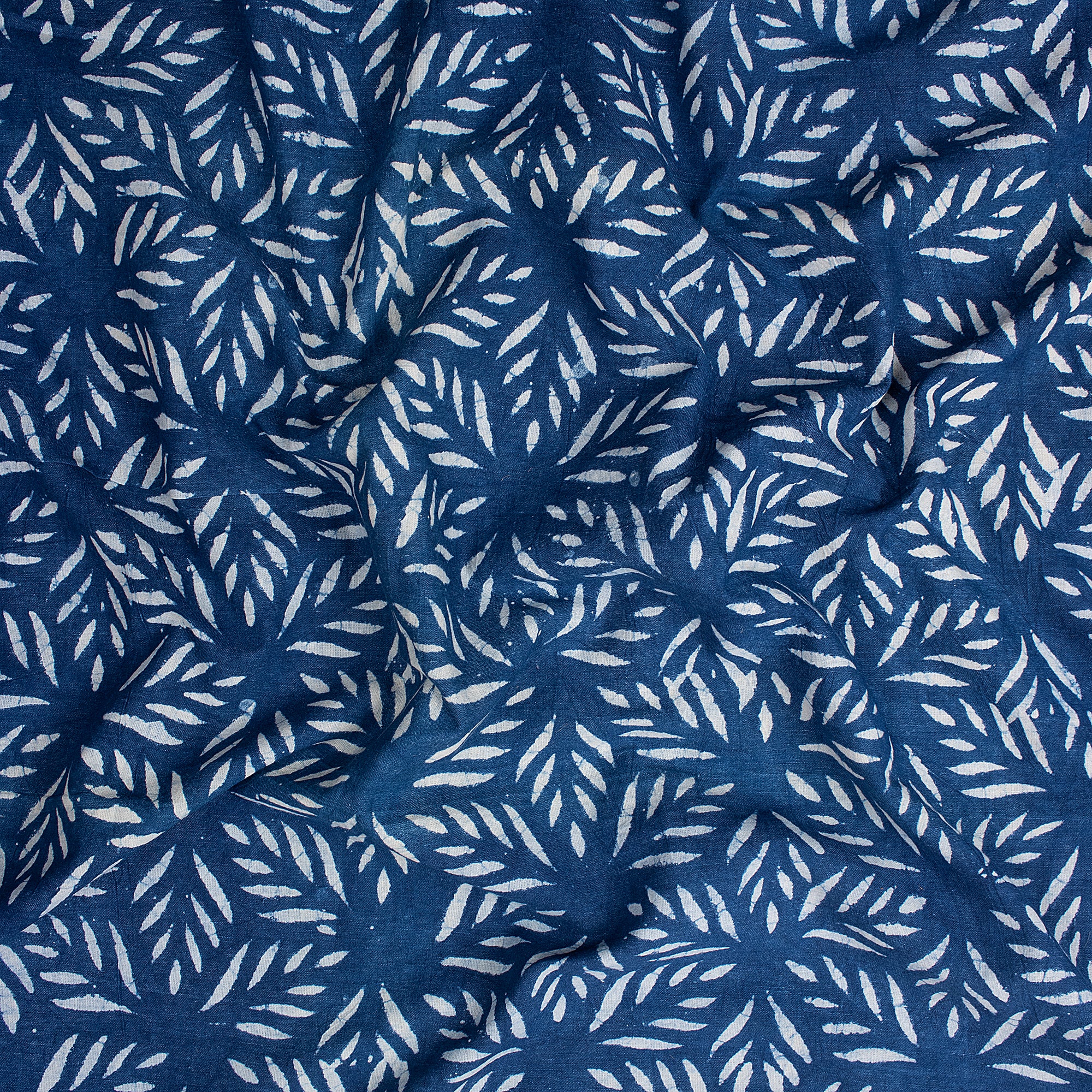 Premium Leaf Indigo Print Cotton Fabric Yard
