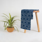 Premium Leaf Indigo Print Cotton Fabric Yard