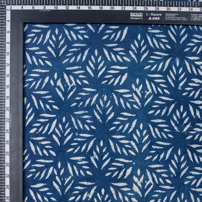 Premium Leaf Indigo Print Cotton Fabric Yard