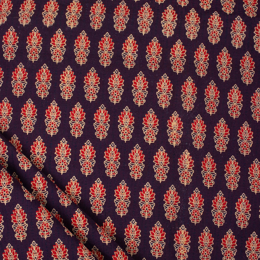 Premium Leaf Printed Ajrakh Fabric