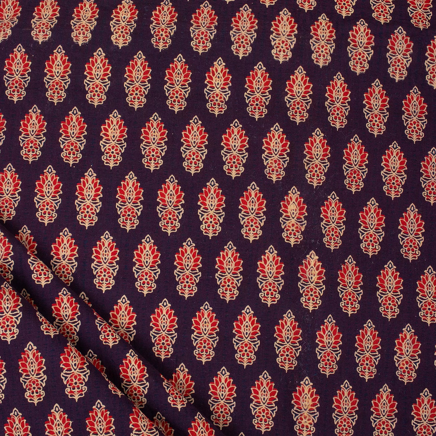 Premium Leaf Printed Ajrakh Fabric