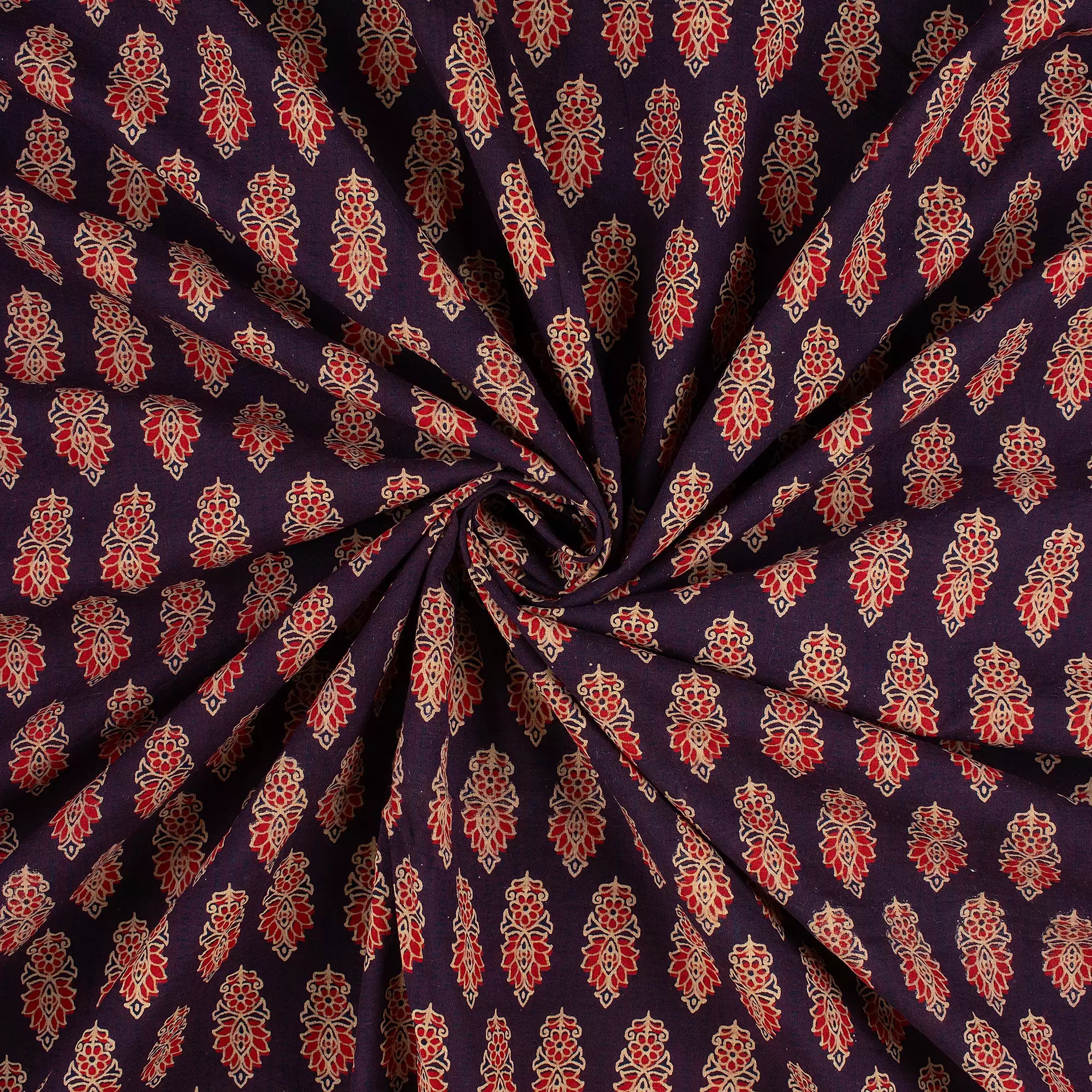 Premium Leaf Printed Ajrakh Fabric