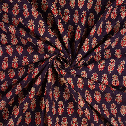 Premium Leaf Printed Ajrakh Fabric