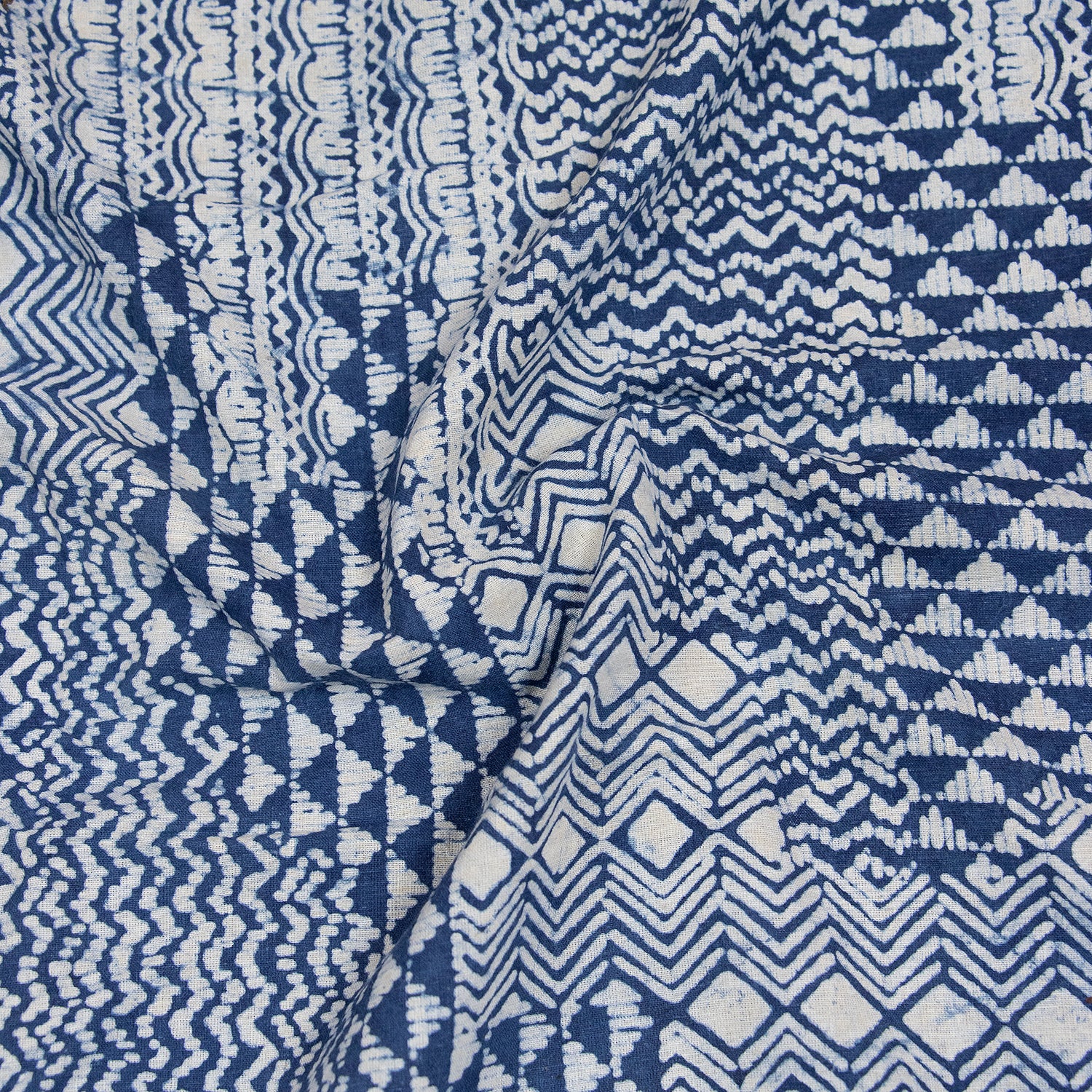 Premium Patchwork Floral Print Indigo Dye Cotton Fabric