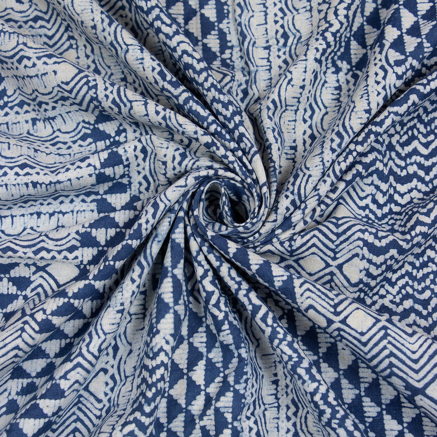 Premium Patchwork Floral Print Indigo Dye Cotton Fabric