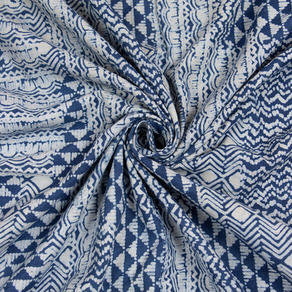 Premium Patchwork Floral Print Indigo Dye Cotton Fabric