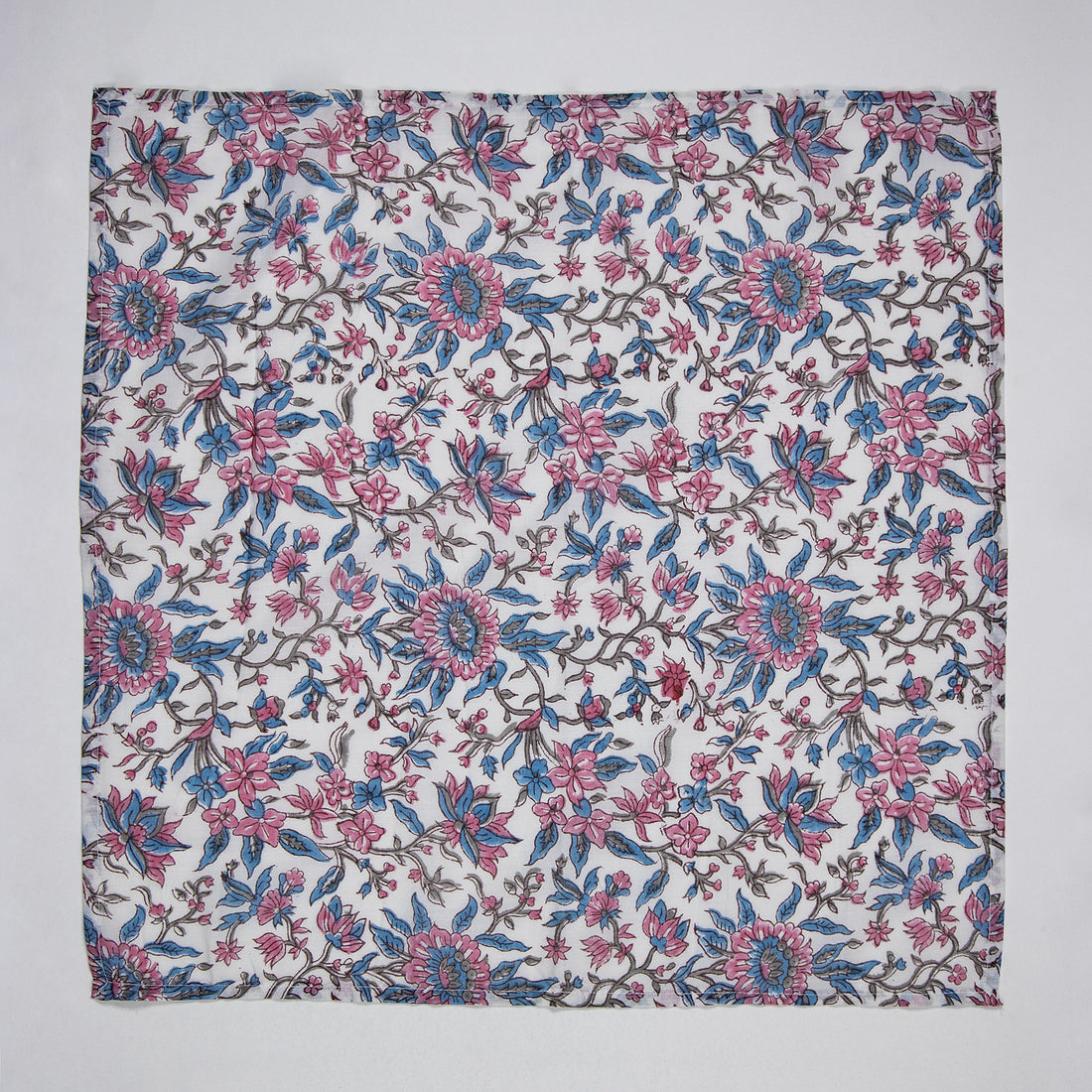Premium Pink Floral Hand Printed Cotton Napkins Cloth