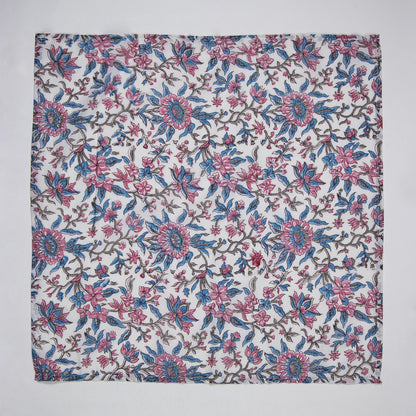 Premium Pink Floral Hand Printed Cotton Napkins Cloth
