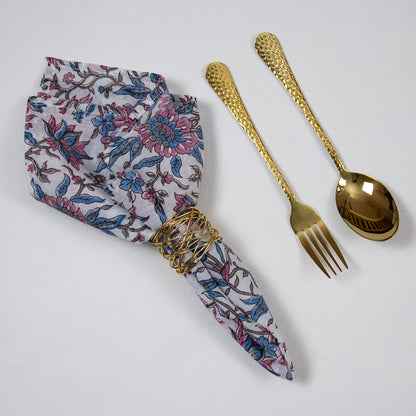 Premium Pink Floral Hand Printed Cotton Napkins Cloth