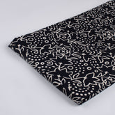 Premium Quality Block Printed Floral Black and White Fabric