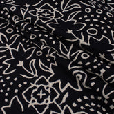 Premium Quality Block Printed Floral Black and White Fabric