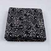 Premium Quality Block Printed Floral Black and White Fabric
