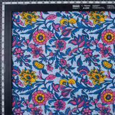 Premium Quality Blue Floral Hand Block Printed Cotton Fabric