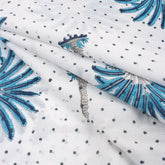 Premium Quality Blue Palm Block Printed Indian Cotton Fabric