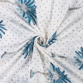 Premium Quality Blue Palm Block Printed Indian Cotton Fabric