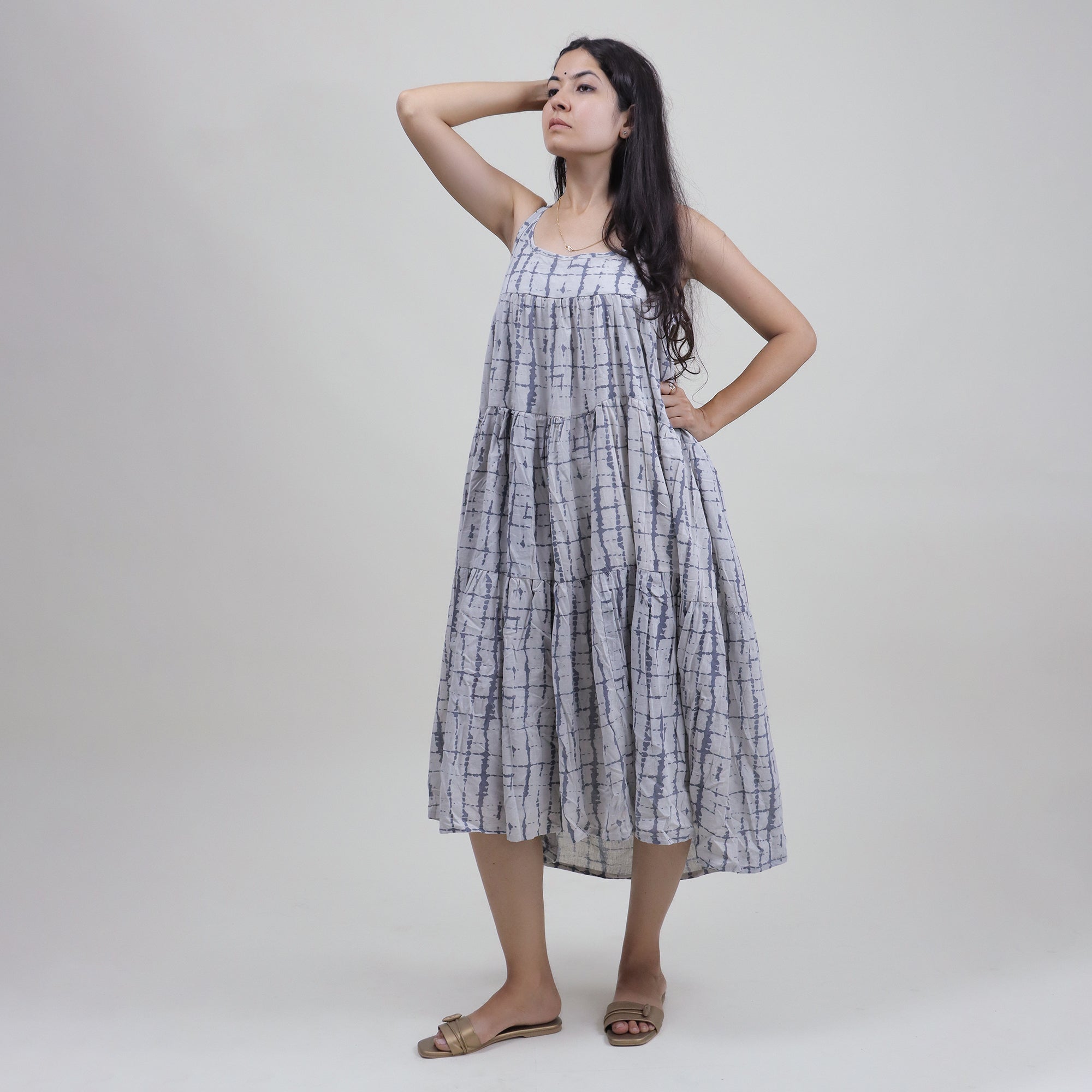 Premium Quality Natural Tie Dye Cotton Midi Dress