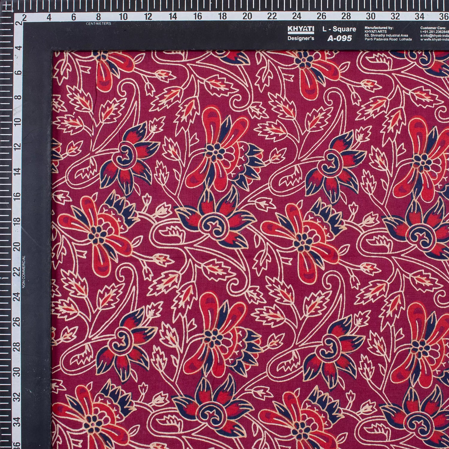 Premium Red Floral Hand Block Ajrakh Print Fabric