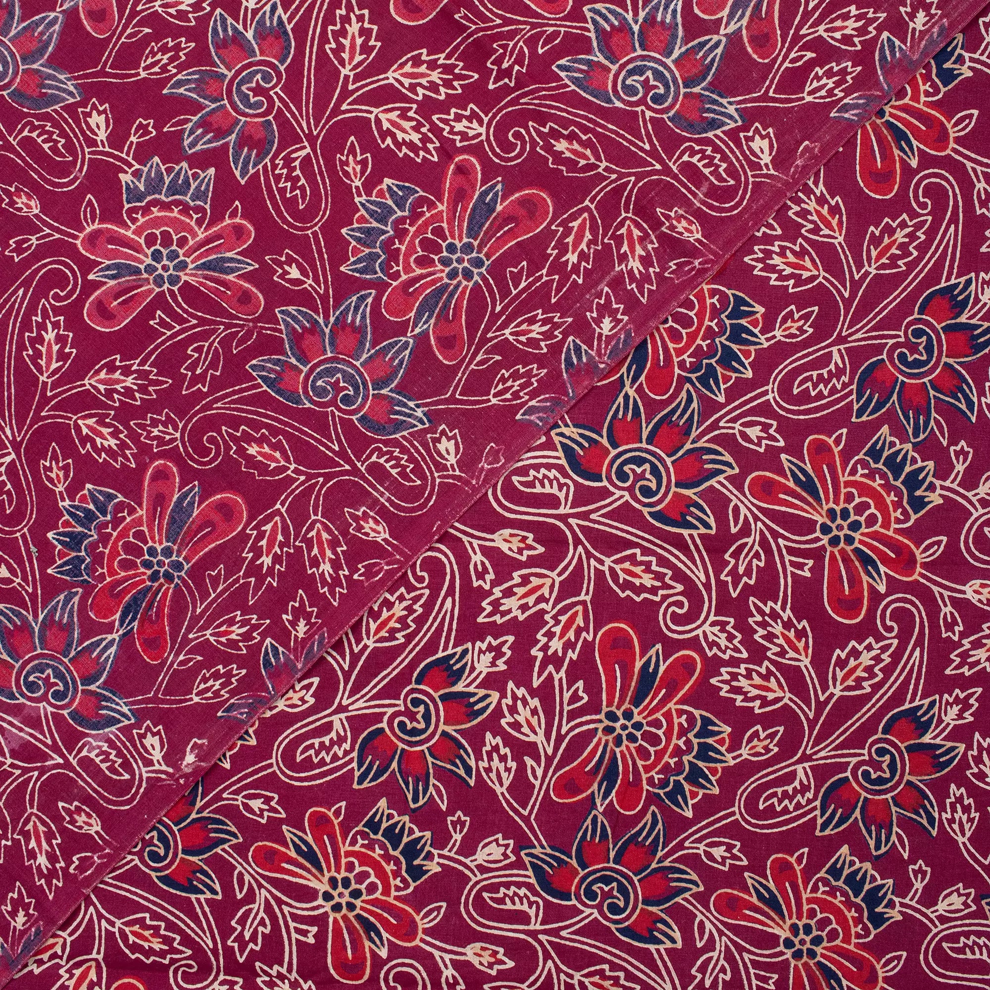 Premium Red Floral Hand Block Ajrakh Print Fabric