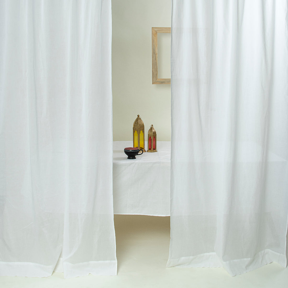Premium Solid White Cotton Curtains For Living Room