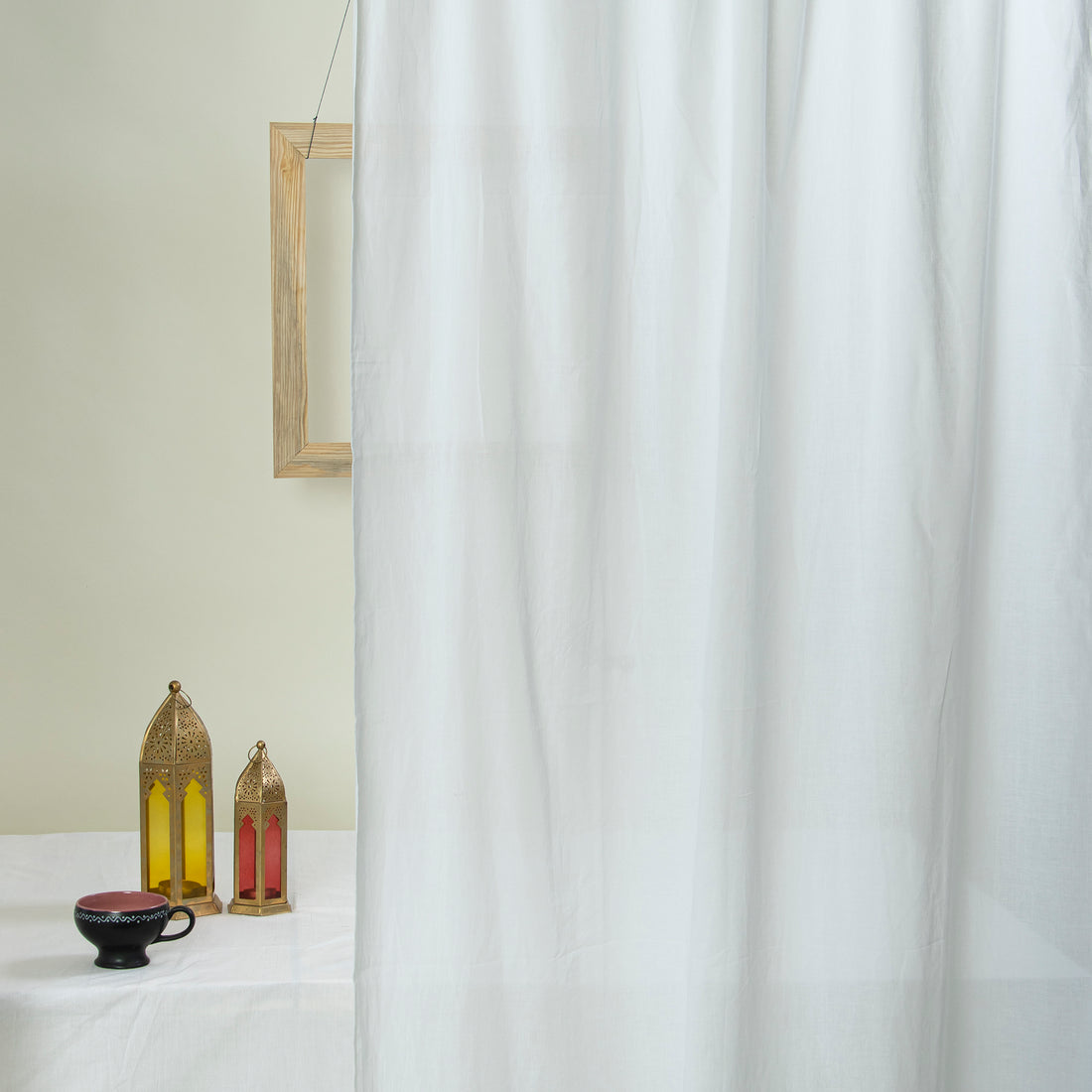 Premium Solid White Cotton Curtains For Living Room