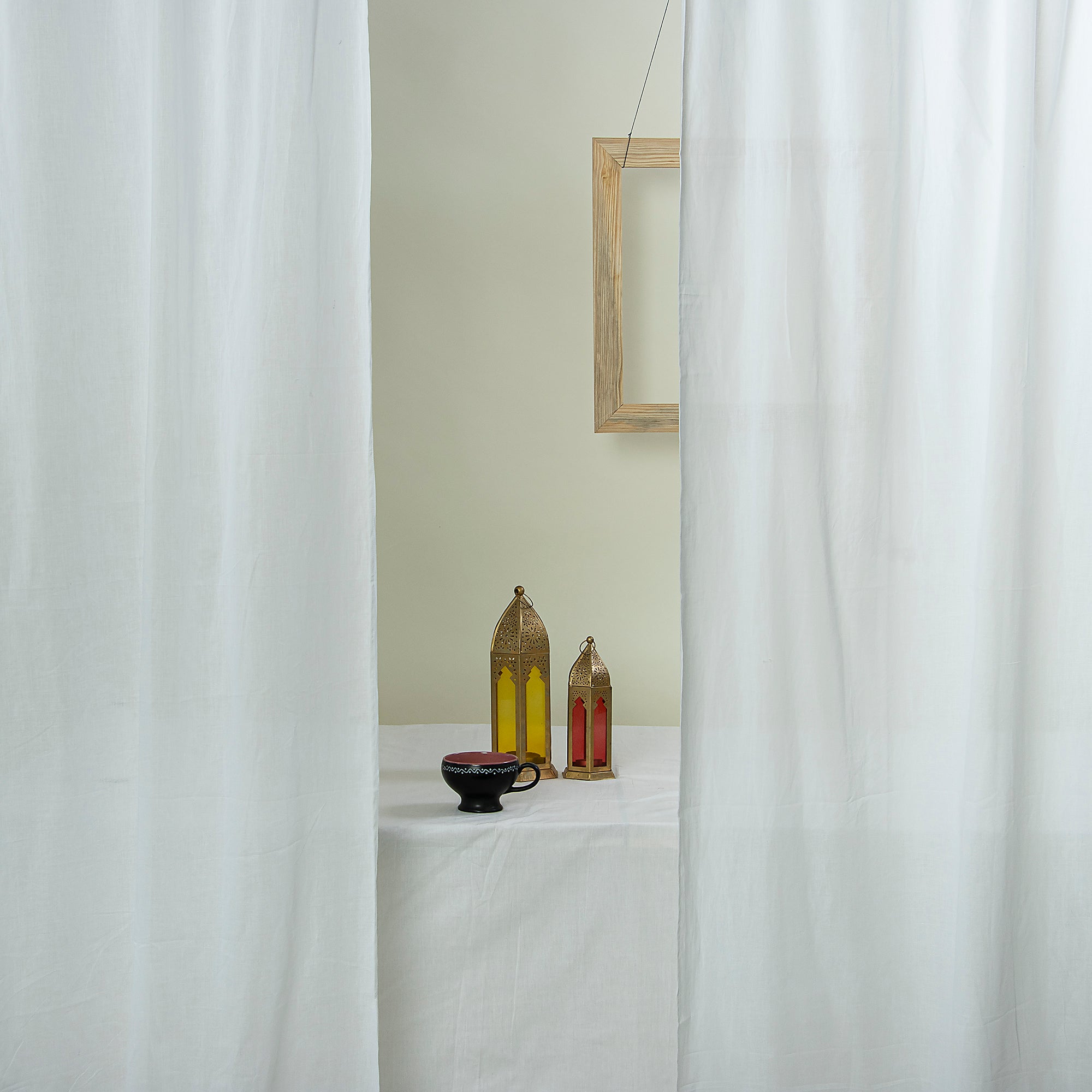 Premium Solid White Cotton Curtains For Living Room