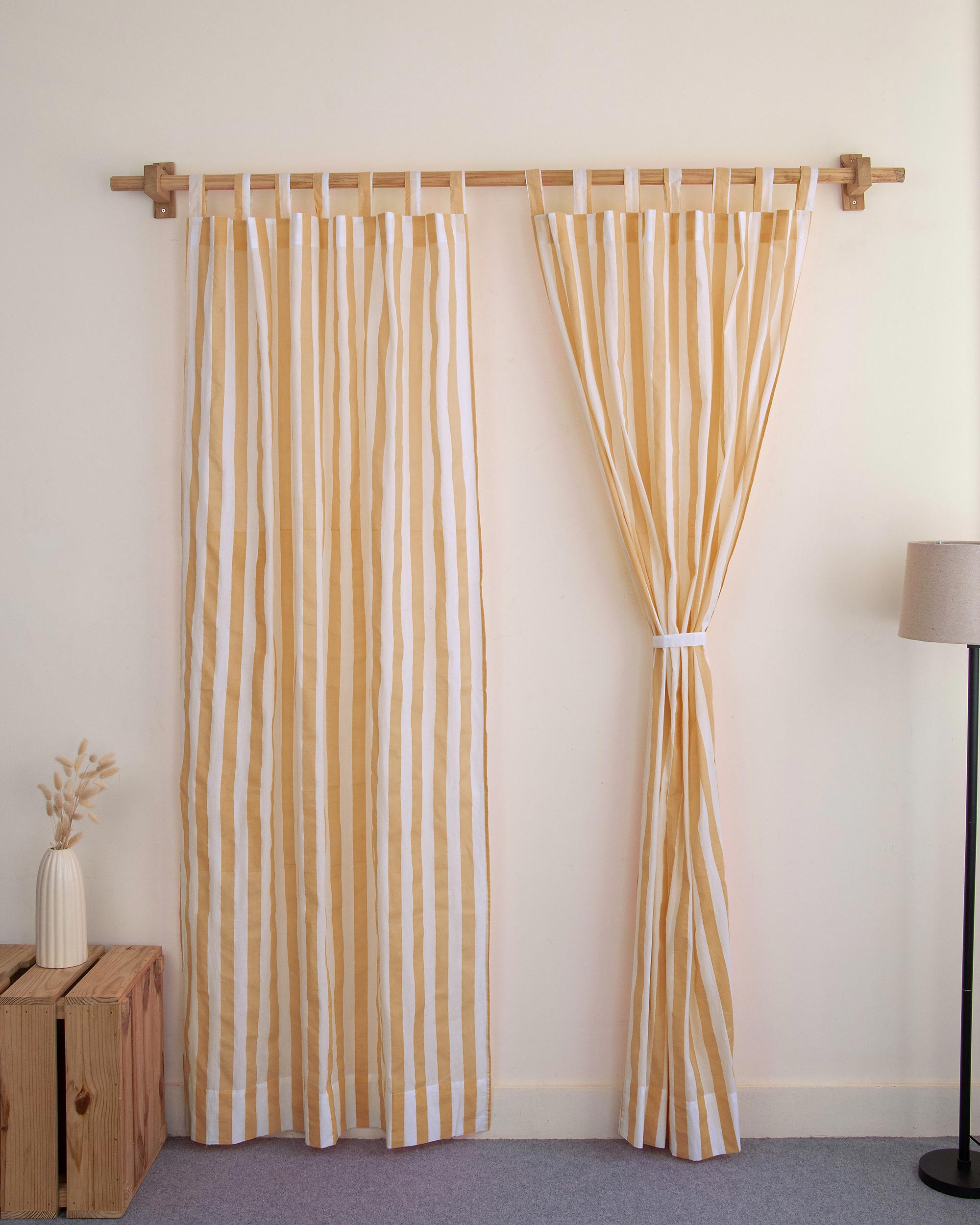 Premium Striped Block Print Decorative Curtains