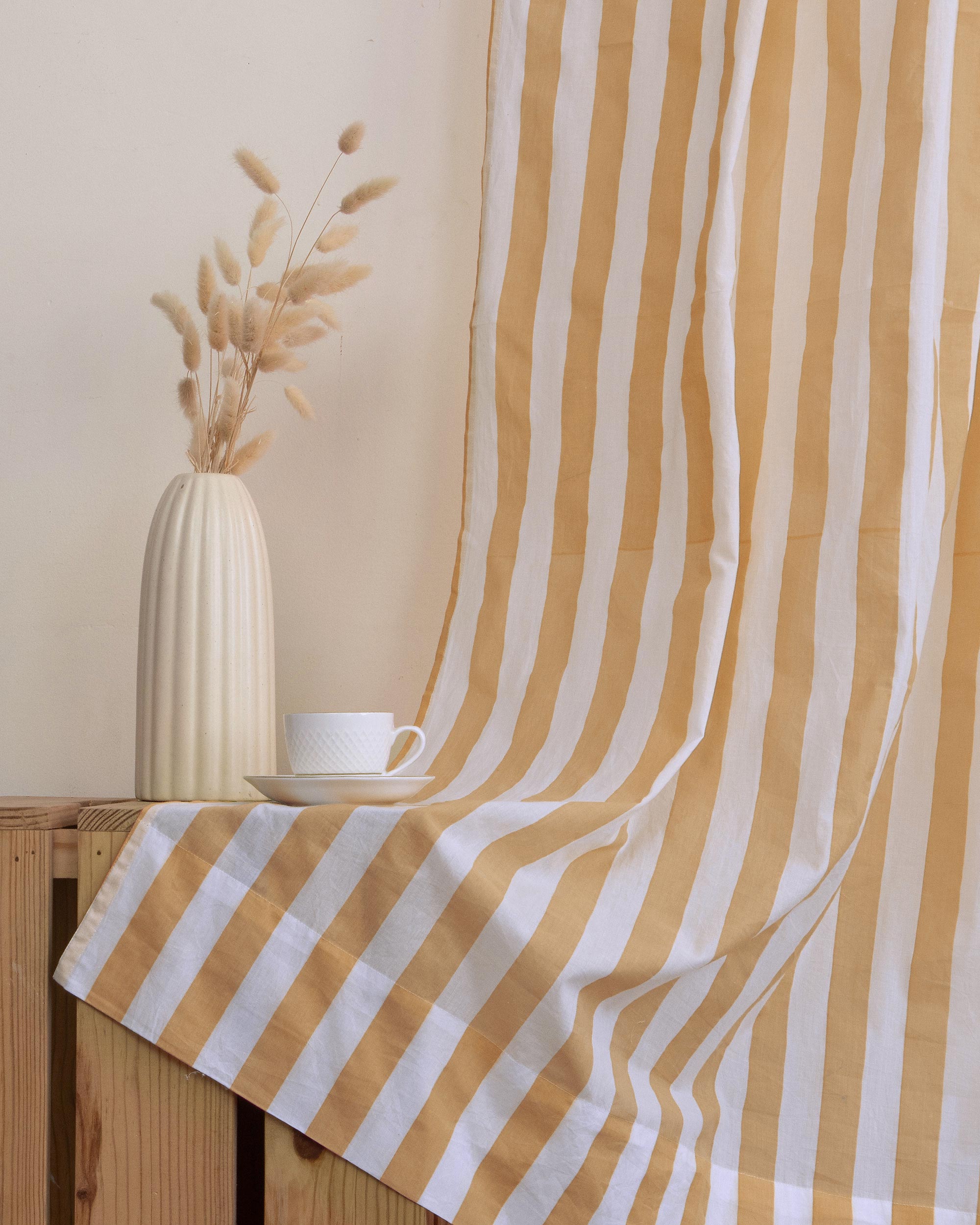 Premium Striped Block Print Decorative Curtains