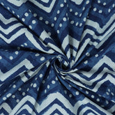 Premium Wave Print Indigo Cotton Cloth Fabric