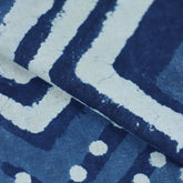 Premium Wave Print Indigo Cotton Cloth Fabric
