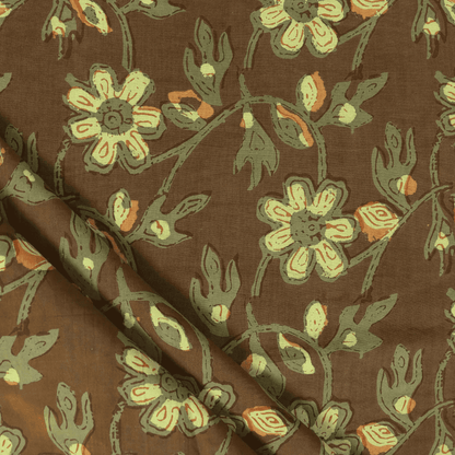 Premium Yellow Hand Block Printed Cotton Dabu Fabric