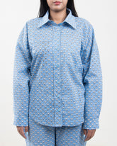 Printed Summer Co-Ord Set Sky Blue for Women, Pyjama, Short, Shirt