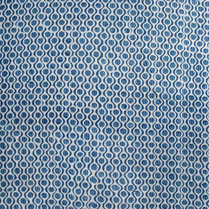 Pure Blue Indigo Geometrical Print Fabric