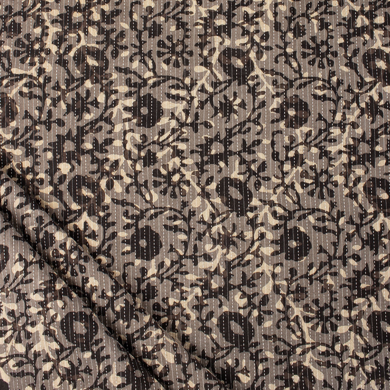 Pure Cotton Dabu Hand Block Printed Kantha Fabric