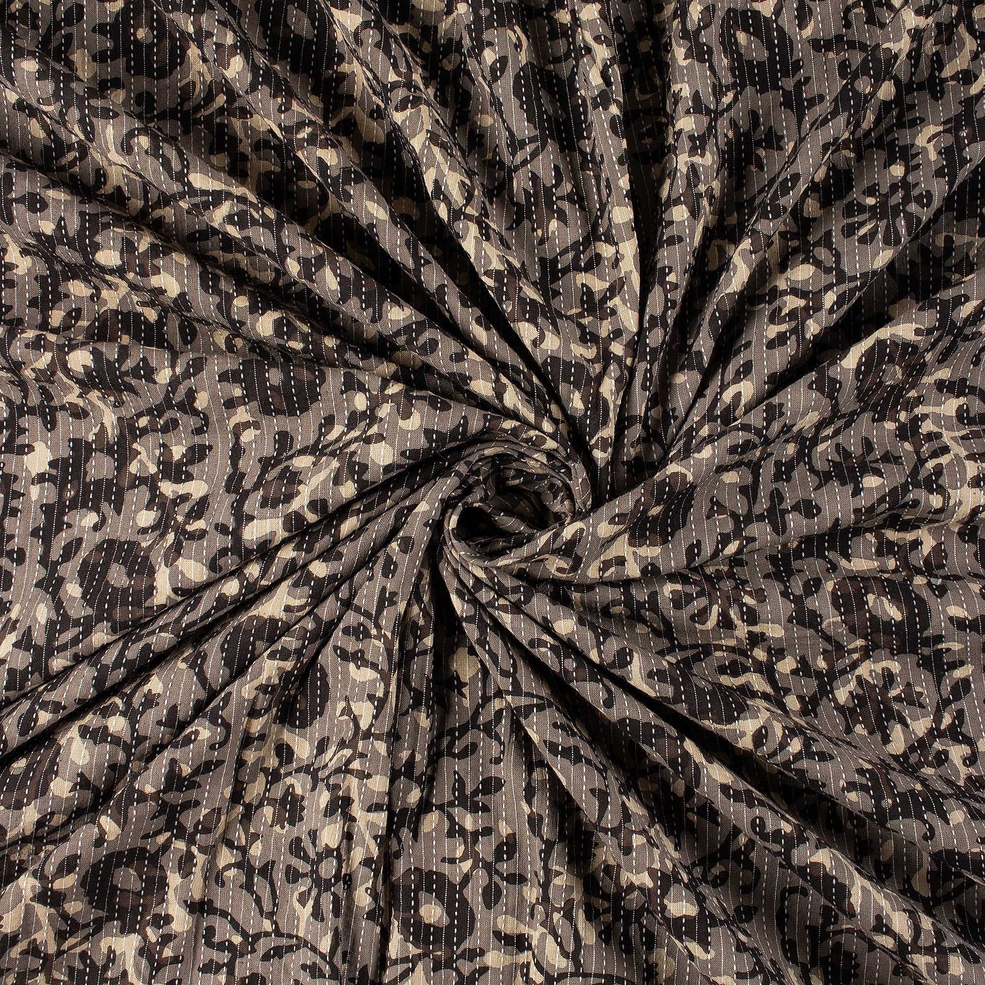 Pure Cotton Dabu Hand Block Printed Kantha Fabric