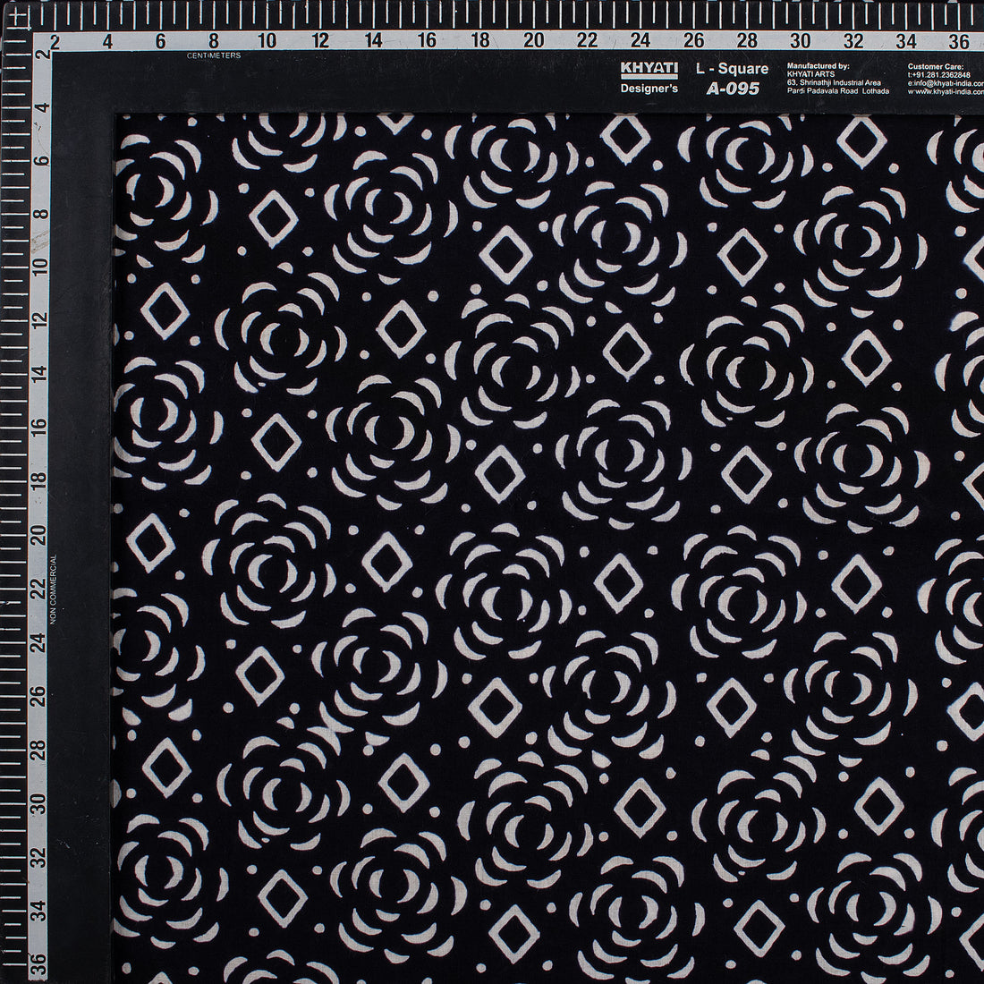 Pure Cotton Hand Block Printed Black &amp; White Fabric