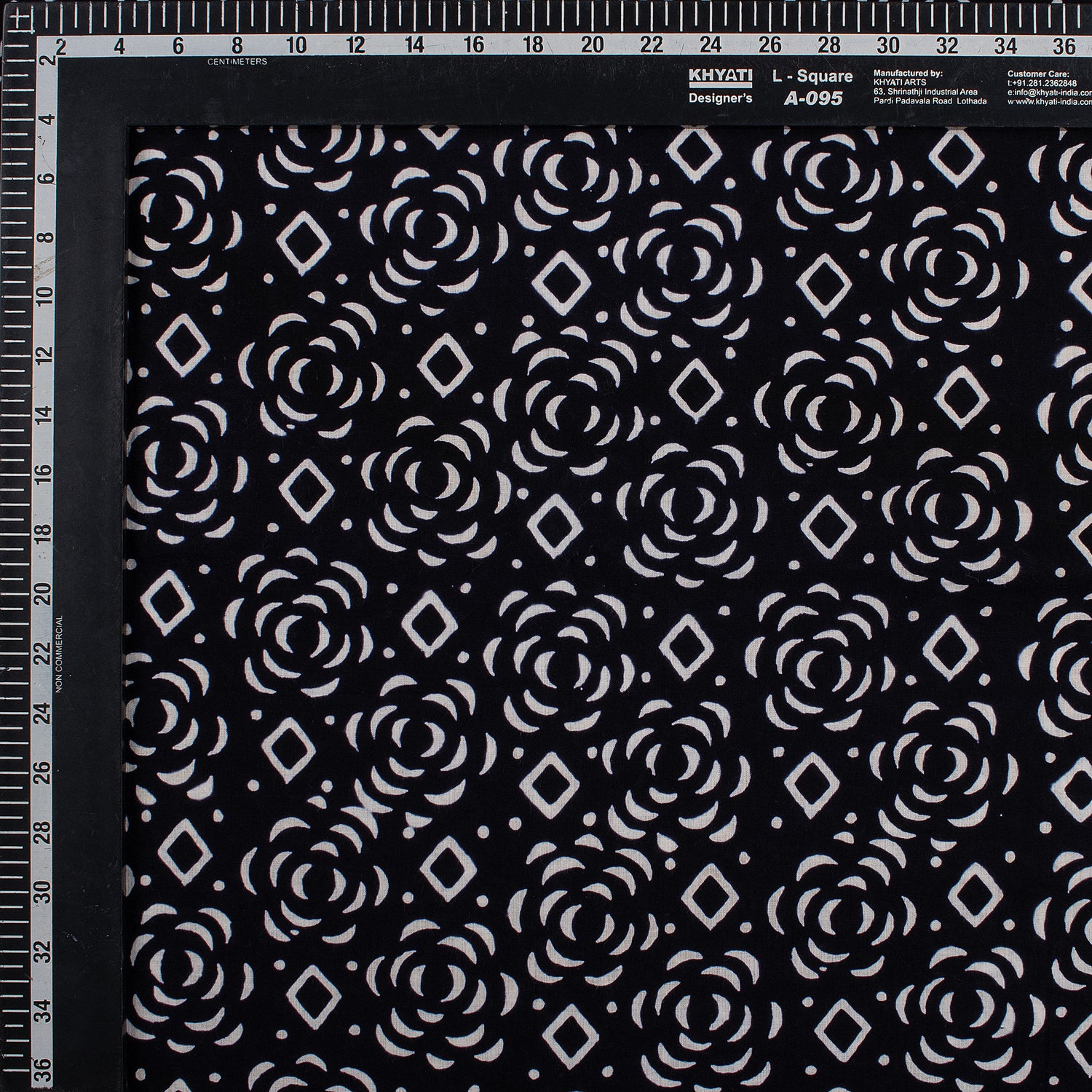 Pure Cotton Hand Block Printed Black &amp; White Fabric