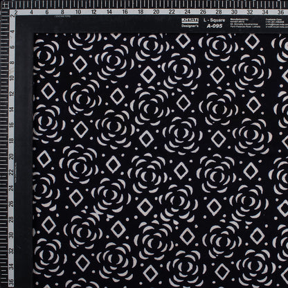 Pure Cotton Hand Block Printed Black &amp; White Fabric