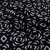 Pure Cotton Hand Block Printed Black & White Fabric