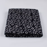 Pure Cotton Hand Block Printed Black & White Fabric
