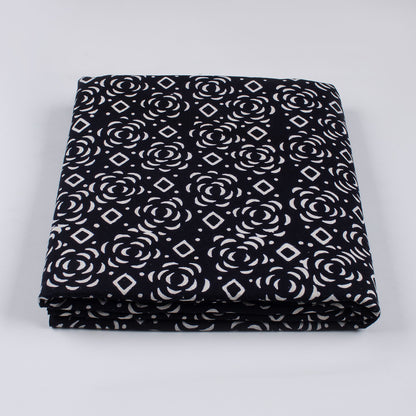Pure Cotton Hand Block Printed Black &amp; White Fabric