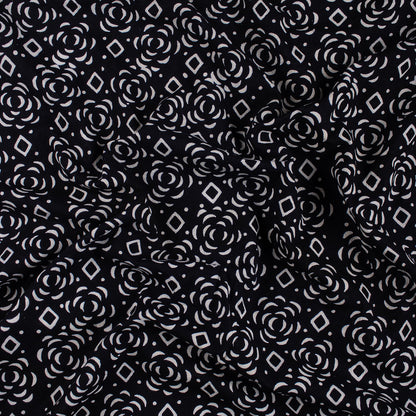 Pure Cotton Hand Block Printed Black &amp; White Fabric