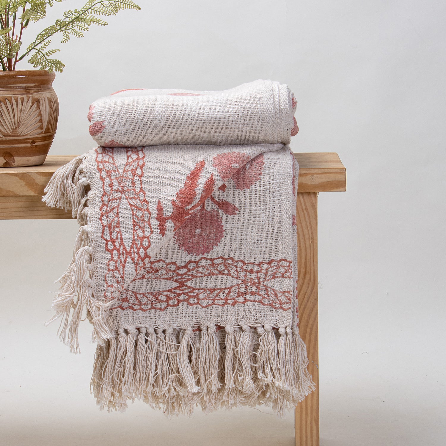 Pure Cotton Hand Block Printed Sofa Throw Blanket