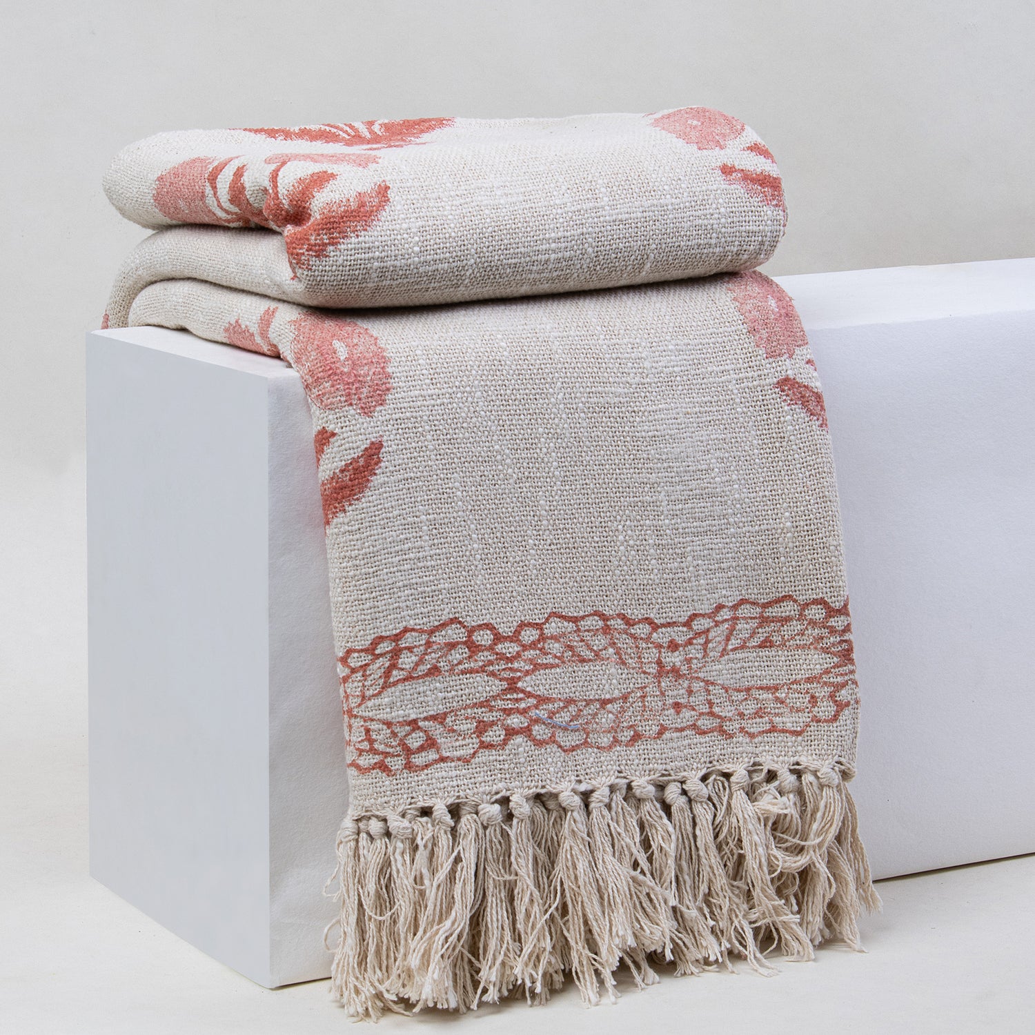 Pure Cotton Hand Block Printed Sofa Throw Blanket